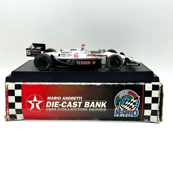 1994 Mario Andretti Texaco Die Cast Coin Bank Vintage Dirt Devil Model Indy Car - Picture 3 of 9